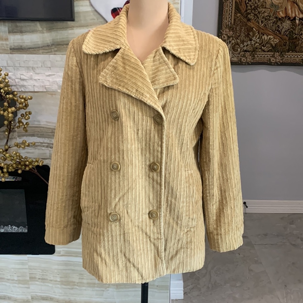Talbots Tan Double‎ Breasted Coat. Size 8 P - Picture 5 of 14